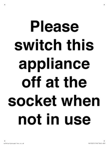 Please switch this appliance off at the socket when not in use